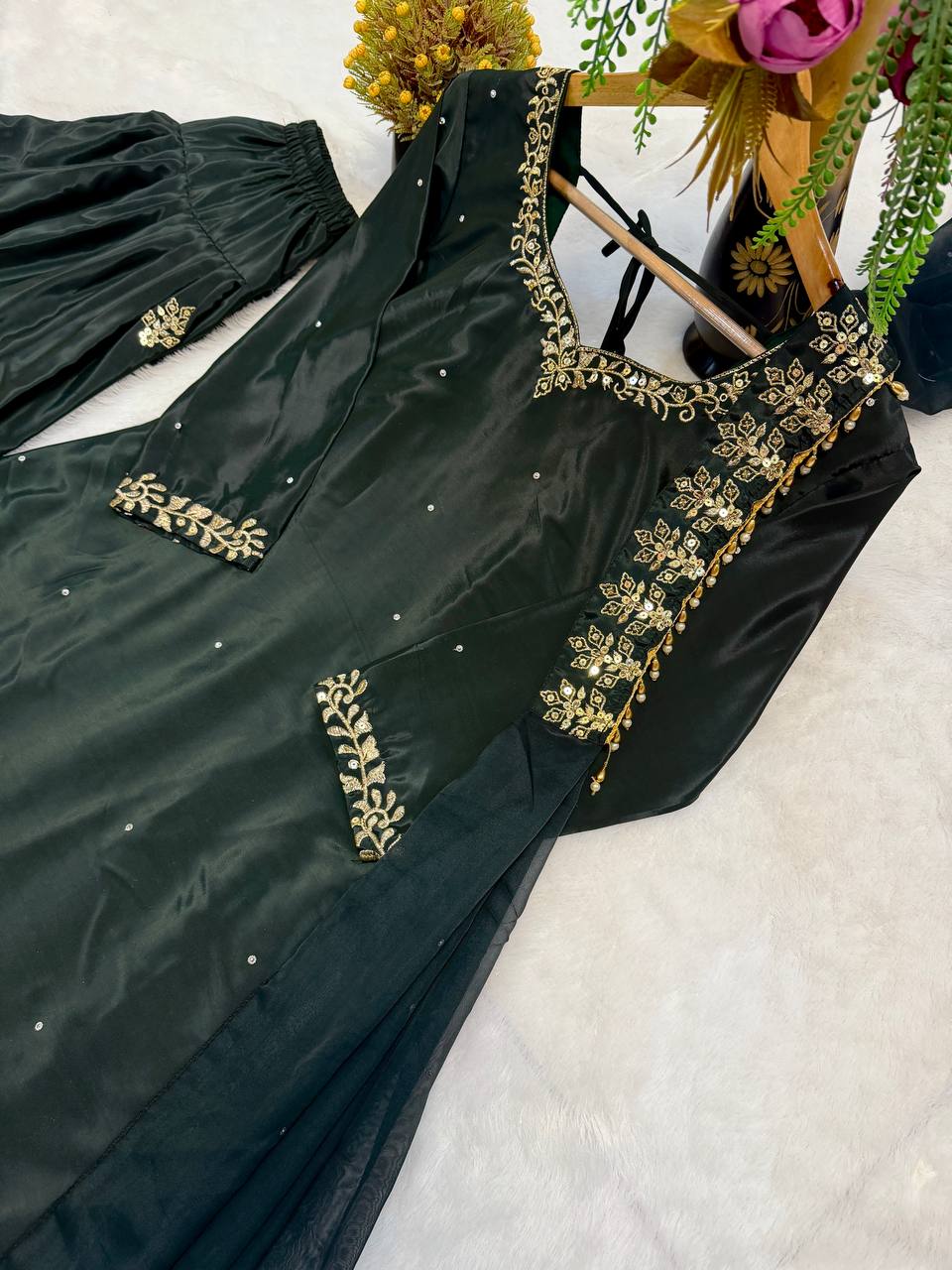 Opulent Noir Jewel-Tone Suit